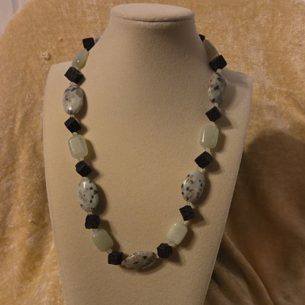 Black and Cream stone Necklace